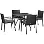 Outsunny 4 Seater Rattan Garden Furniture Set 5 Pieces Outdoor Dining Set With Cushions, Umbrella Hole - Black