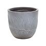 Outdoor Plant Pot Clay Fibre Grey 35 X 35 X 33 Cm Planter Round Uc Resistant Leaf Motif