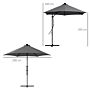 Outsunny 3(m) Garden Parasol Cantilever Umbrella With Solar Led, Cross Base And Waterproof Cover, Dark Grey