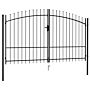 Vidaxl Fence Gate Double Door With Spike Top Steel 3x1.75 M Black