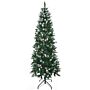 Homcom 6 Foot Snow Artificial Christmas Tree With Realistic Branches, Pine Cone, For Indoor Decoration, Green White