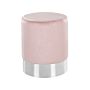 Pouffe Pink Velvet Upholstery Silver Metallic Band Glamour Style Beliani