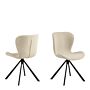 Batilda Swivel Dining Chairs In Cream Fabic Set Of 2