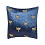 Decorative Cushion Navy Blue Velvet 45 X 45 Cm Animal Pattern Dragonfly Motif Modern Glamour Pillow