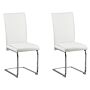 Set Of Upholstered Chairs Off-white Faux Leather Cantilever Retro Dining Room