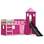 Vidaxl Bunk Bed With Slide And Curtains Pink 80x200 Cm