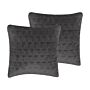 Set Of 2 Decorative Cushions Grey Cotton Geometric Pattern 45 X 45 Cm Square Triangle