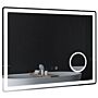 Kleankin Led Bathroom Mirror With Dimming Lights, 3x Magnifying Mirror, Vanity Mirror With 3 Colour Front And Backlit