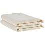 Set Of 2 Bath Sheets Towels Beige Terry Cotton Polyester 100 X 150 Cm Tassels Texture Bath Towels