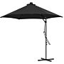 Outsunny 3(m) Garden Parasol Cantilever Umbrella With Solar Led, Cross Base And Waterproof Cover, Black