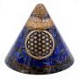 Orgonite Cone - Lapis Flower Of Life - Suspended Quartz - 9cm