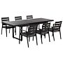 Garden Dining Set Black Extending Table Chairs Seating Pads Outdoor 6 Seater Aluminium Beliani