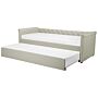 Trundle Bed Beige Fabric Upholstery Eu Single Size Guest Underbed Buttoned