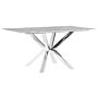 Dining Table White And Silver Tempered Glass And Metal Legs 160 X 90 Cm Rectangular