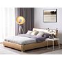 Eu Super King Size Panel Bed 6ft Gold Leather Slatted Frame