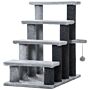 Pawhut 4-step Pet Stairs With Scratching Posts, Platforms, Toy Ball, Grey