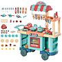 Homcom 50 Pcs Kids Kitchen Play Set Fast Food Trolley Cart Pretend Playset Toys With Play Food Money Cash Register Accessories Gift For Kids Age 3-6