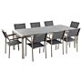 Garden Dining Set Grey With Grey Granite Table Top 8 Seats 220 X 100 Cm Beliani