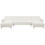 Corner Sofa Bed White Faux Leather Tufted Modern U-shaped Modular 5 Seater With Chaise Lounges