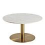 Corby Round Coffee Table With White Polished Marble Top & Gold Base