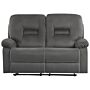 Recliner Sofa 2 Seater Dark Grey Velvet Electric Adjustable Back And Footrest With Led