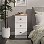 Norfolk 3 Drawer Bedside Cabinet In White Ash & Bardolino Oak