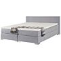 Eu Super King Size Continental Bed 6ft Grey Fabric With Pocket Spring Mattress