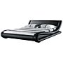 Platform Bed Frame Black Genuine Leather Upholstered 6ft Eu Super King Size Sleigh Design