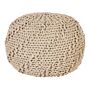 Pouf Ottoman Beige 50 X 35 Cm Knitted Cotton Eps Beads Filling Round Small Footstool