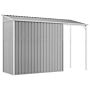 Vidaxl Garden Shed With Extended Roof Light Grey 277x110.5x181 Cm Steel