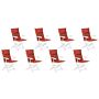 Outdoor Chair Replacement Cushions Set Red Fabric Uv Resistant Thickly Padded 8 Pillows