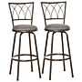 Homcom Set Of 2 Bar Chairs Swivel Armless Upholstered Metal Frame Barstools With Backrest & Footrest, Bronze