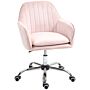 Homcom Velvet-feel Tub Office Chair, With Seat Cushion - Pink