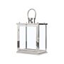 Metal Lantern Silver Stainless Steel H 49 Cm Pillar Candle Holder