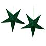 Set Of 2 Star Lanterns Green Velvet Paper 60 Cm Hanging Christmas Home Decororation Seasonal Festive