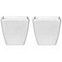 Set Of 2 Plant Pots Silver Fibre Clay 42 X 42 X 41 Cm Outdoor Indoor All Weather