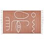 Area Handwoven Rug Light Red Polyester 80 X 150 Cm Rectangle Abstract Pattern With Tassels Rectangular