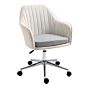 Vinsetto Leisure Office Chair Linen Fabric Swivel Scallop Shape Computer Desk Chair Home Study Bedroom With Wheels, Beige