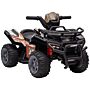 Homcom Kids Ride-on Four Wheeler Atv Car With Real Working Headlights, 6v Battery Powered Motorcycle For 18-36 Months, Black