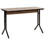 Home Office Desk Dark Wood Tabletop Black Powder Coated Steel Legs 120 X 48 Cm