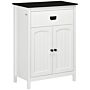 Kleankin Bathroom Cabinet, Bathroom Storage Unit With Drawer, Double Door Cabinet, Adjustable Shelf, White