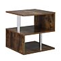 Homcom Coffee End Table S Shape 2 Tier Storage Shelves Organizer Versatile Home Office Furniture (natural)