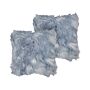 Set Of 2 Decorative Cushions Blue Faux Fur Shaggy 42 X 42 Cm One Sided