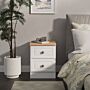 Norfolk 2 Drawer Bedside Cabinet In White Ash & Bardolino Oak