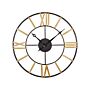 Wall Clock Black And Gold Iron Open Surface Roman Numerals Modern Design Home Decor