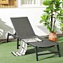 Outsunny Foldable Rattan Sun Lounger With 5-level Adjust Backrest, Recliner Chair, Grey