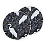 Set Of 2 Garden Cushions Black Polyester 40 Cm Round Bird Motif Modern Outdoor Decoration Water Resistant