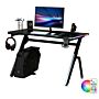 Homcom Gaming Desk Racing Style Home Office Ergonomic Computer Table Workstation With Rgb Led Lights, Black