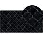 Faux Rabbit Fur Rug Black Artificial Polyester Fur 80 X 150 Cm Soft Shaggy High Pile Trellis Pattern Rug