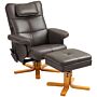 Homcom Faux Leather Massage Recliner Chair, With Storage Ottoman - Brown